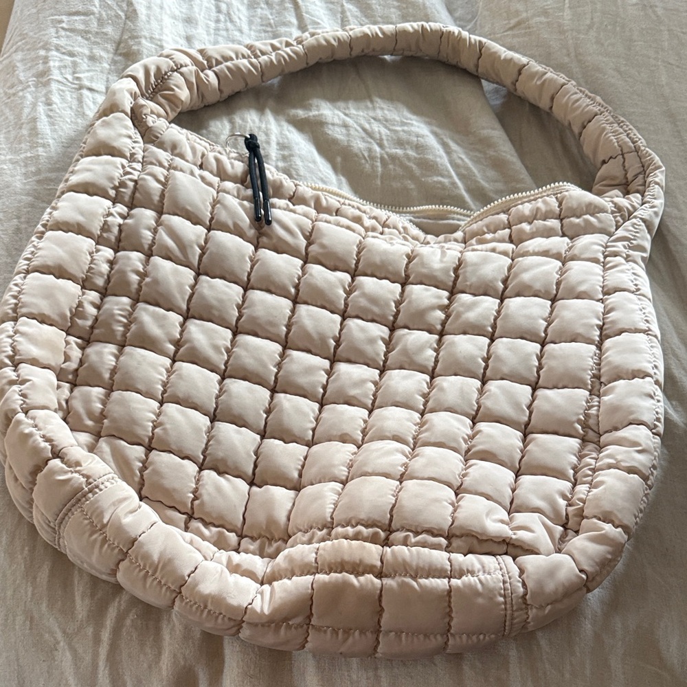 Free People Quilted Cream Shoulder Bag